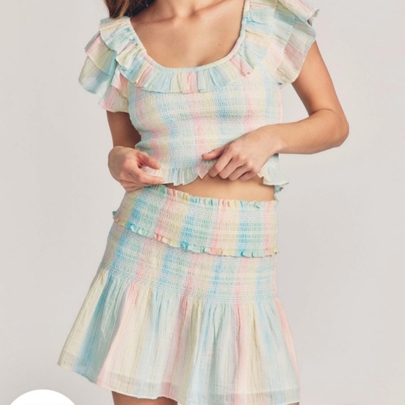 LoveShackFancy Camille ruched mini skirt